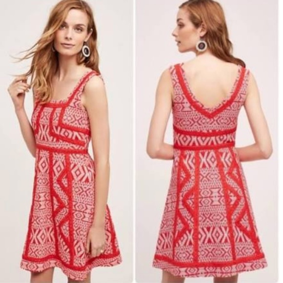 Anthropologie Dresses & Skirts - Anthropologie Maeve Emma fit and flare red dress